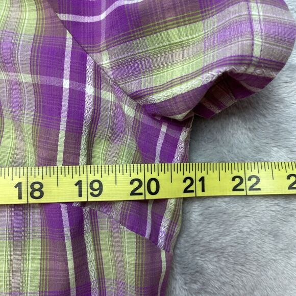 The North Face Boulder Penelope Shirt Top Womens L Purple Green Plaid Vented - Picture 13 of 14